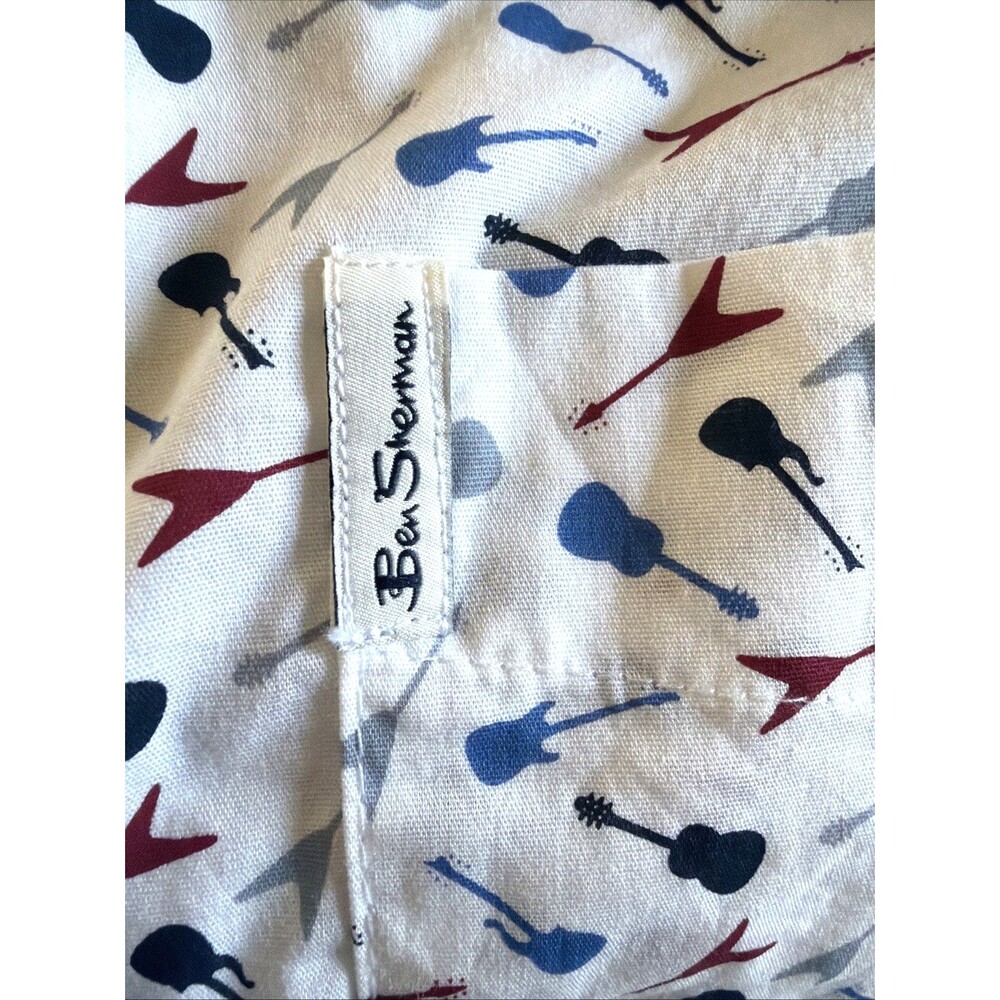 Ben Sherman Men's Short Sleeve Shirt M Guitar Print Button Up Streetwear Urban